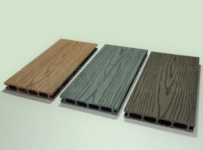 Террасная доска двухсторонняя, шовная,с тиснением Коричневый